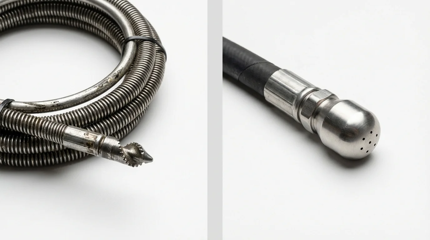 Drain snake cable and hydro jetting nozzle used for drain cleaning in Manheim, PA