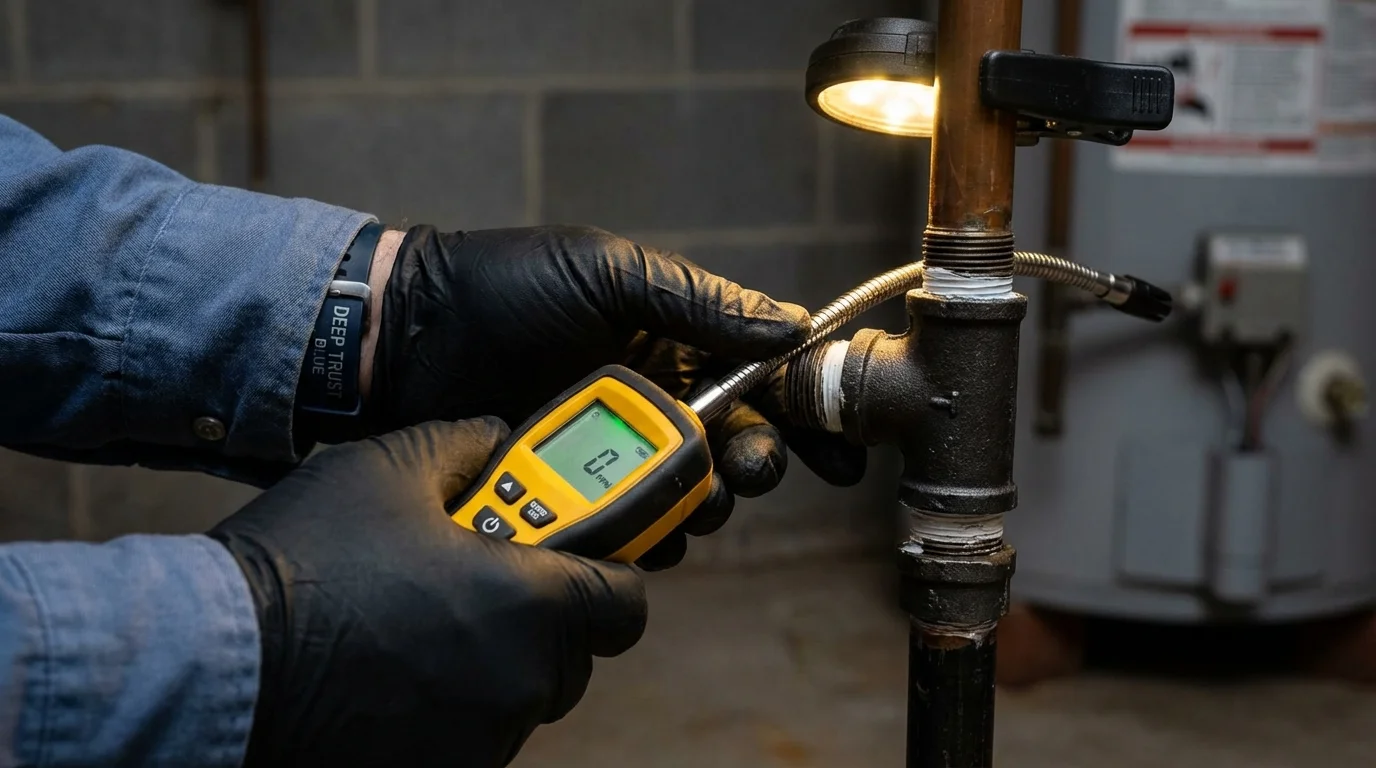 Gas leak detection with electronic sniffer by Johns Plumbing LLC in Manheim